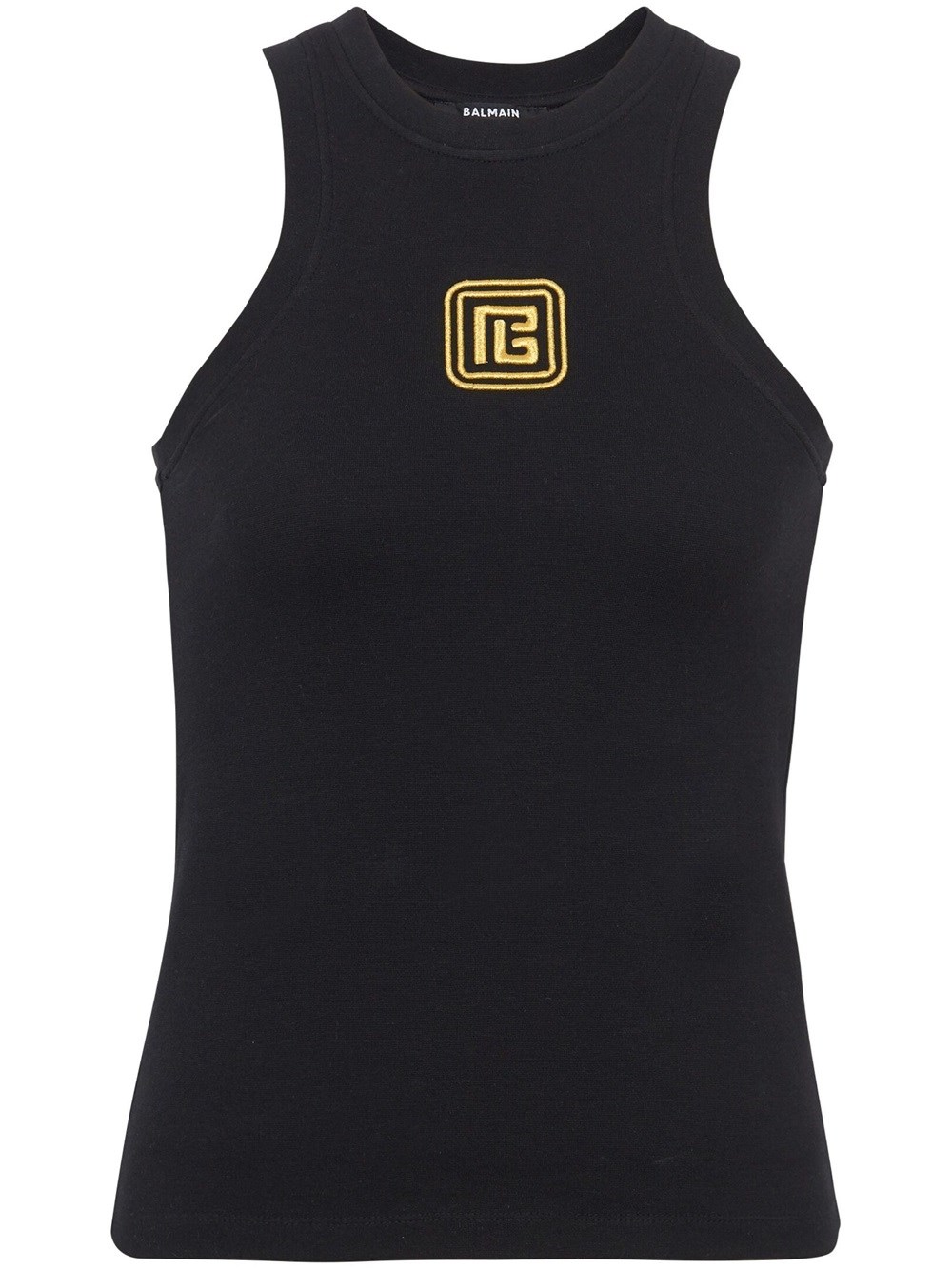 Balmain Tank Top With Embroidery In Black