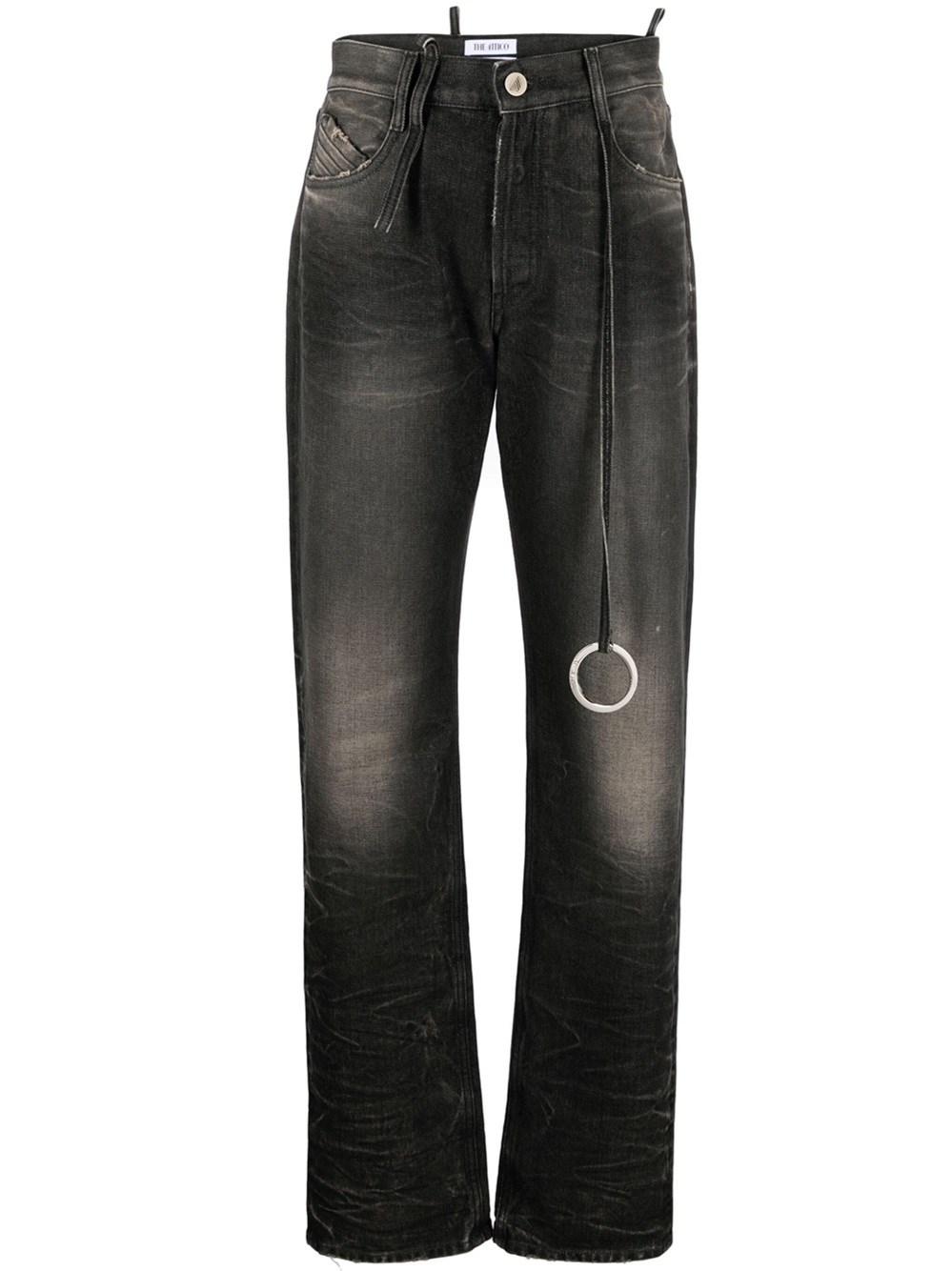 Shop Attico Mid-rise Tapered Jeans In Grey