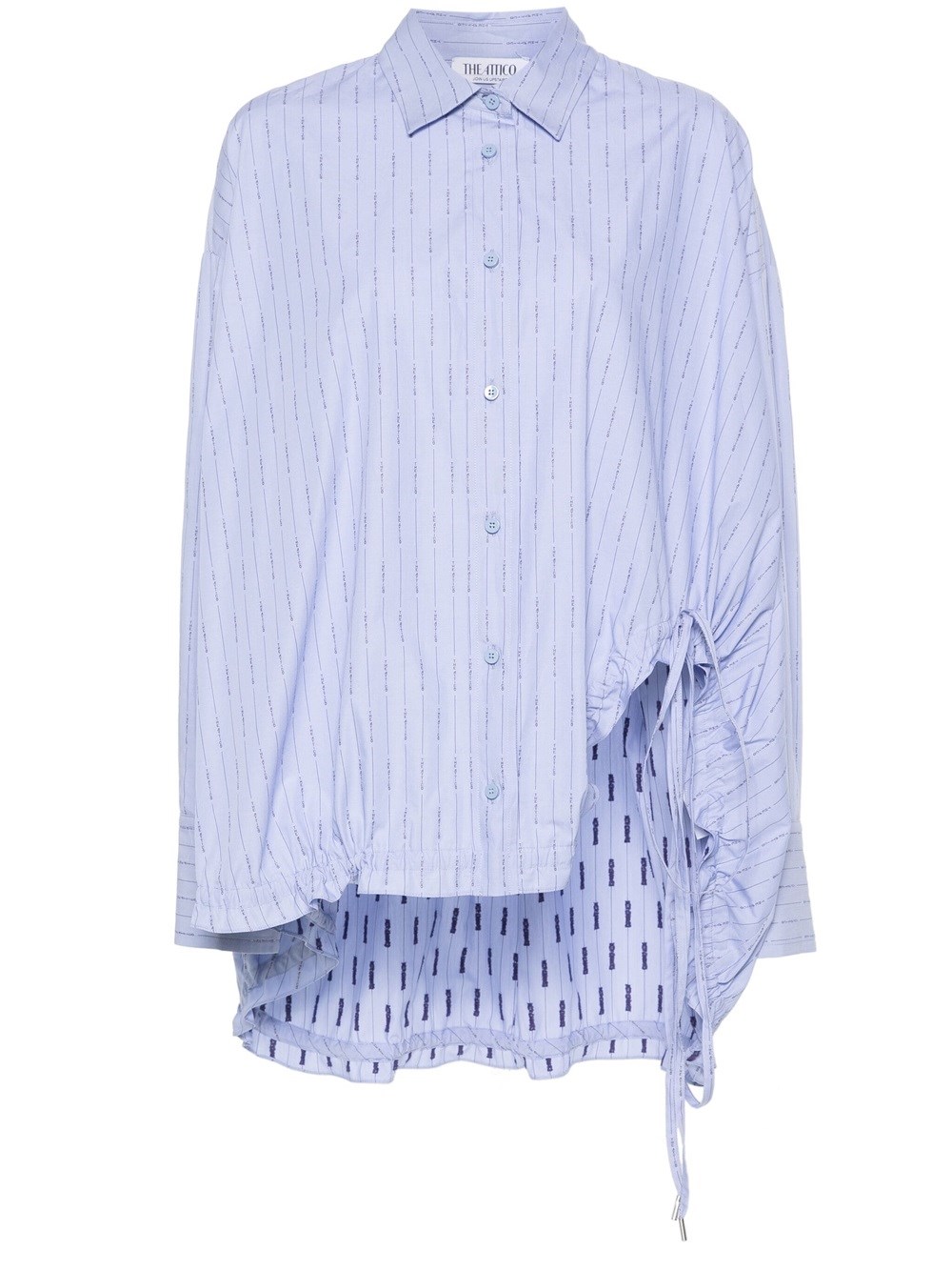 Shop Attico Striped Shirt With Print In Blue