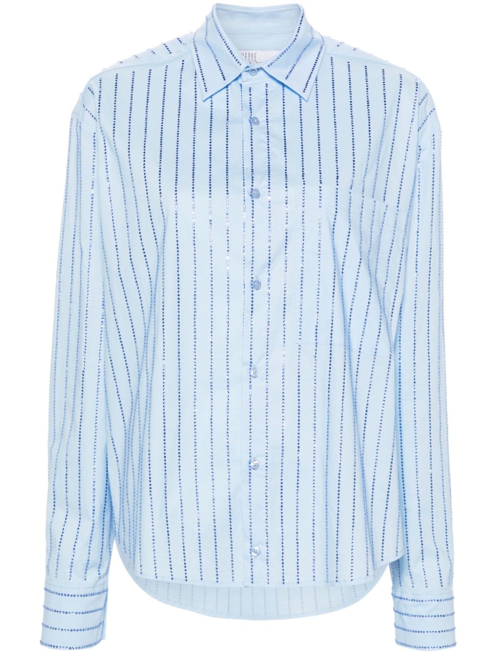 Shop Giuseppe Di Morabito Striped Shirt With Rhinestones In Blue