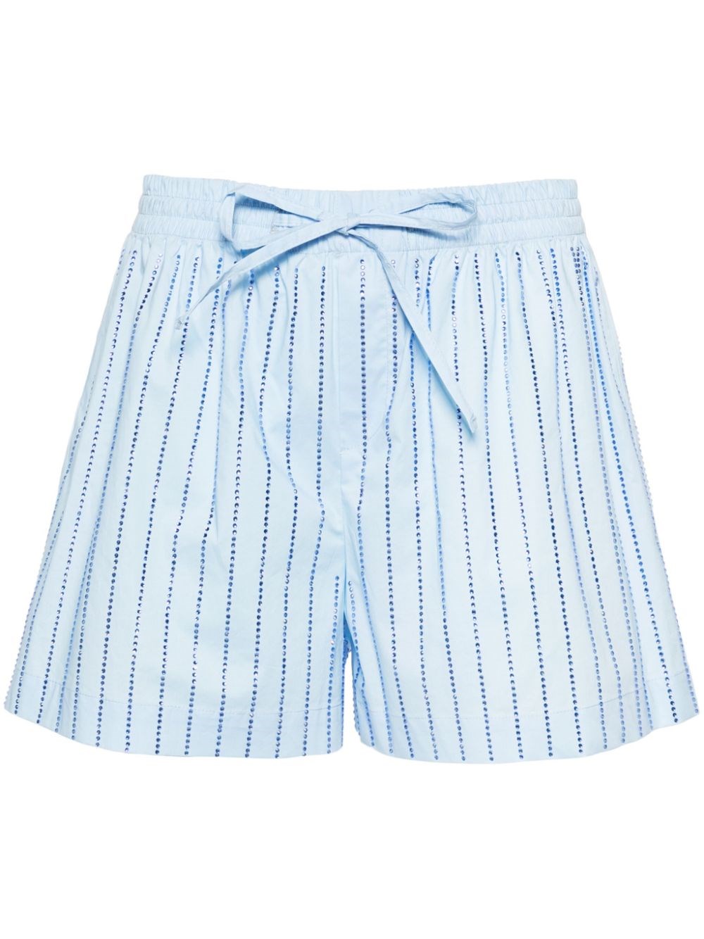 Shop Giuseppe Di Morabito Short Striped Shorts With Rhinestones In Blue