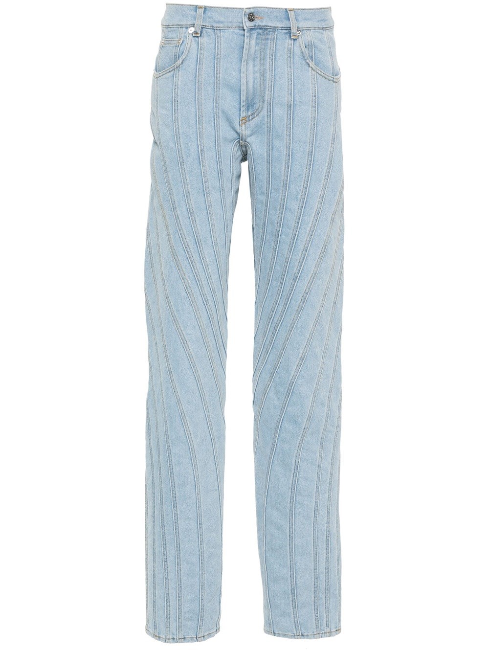 Shop Mugler Jeans With Stitching Detail In Blue