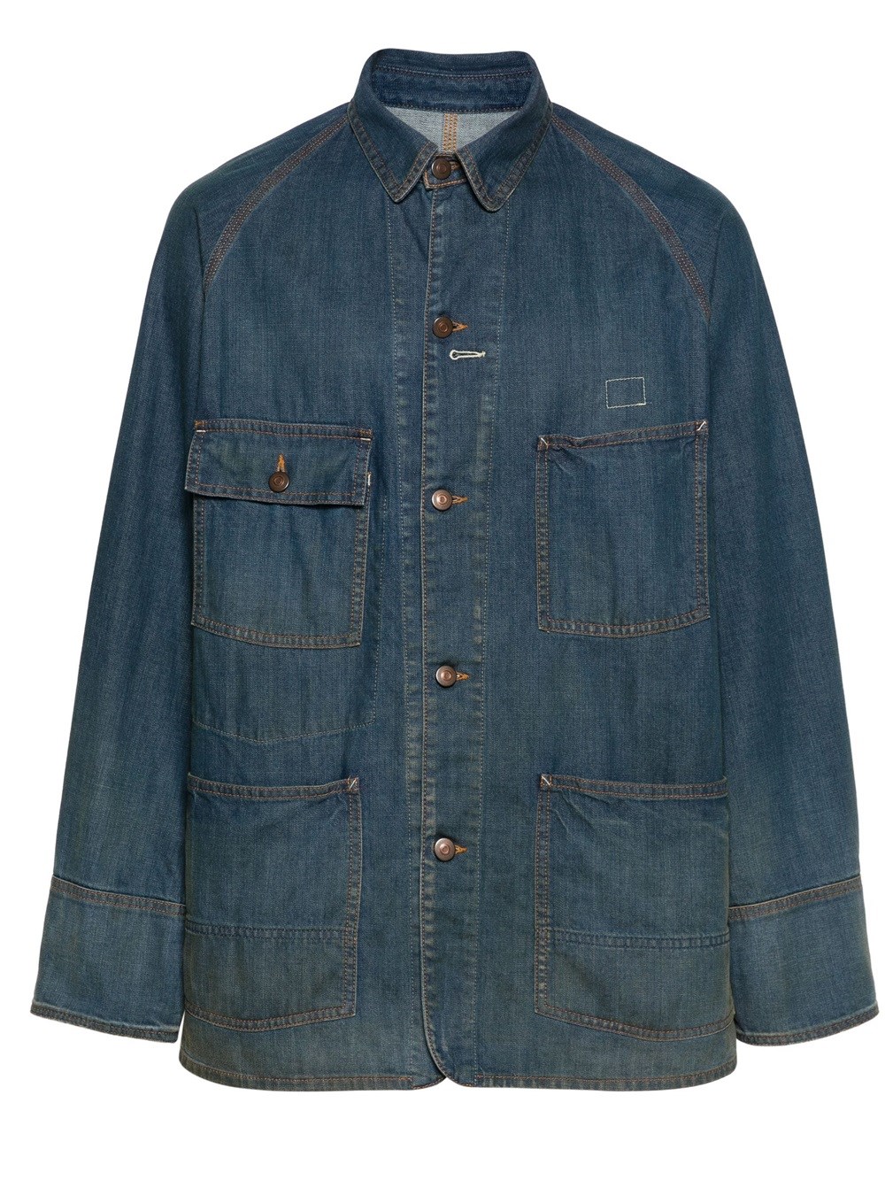 Shop Maison Margiela Denim Jacket With Classic Collar In Blue