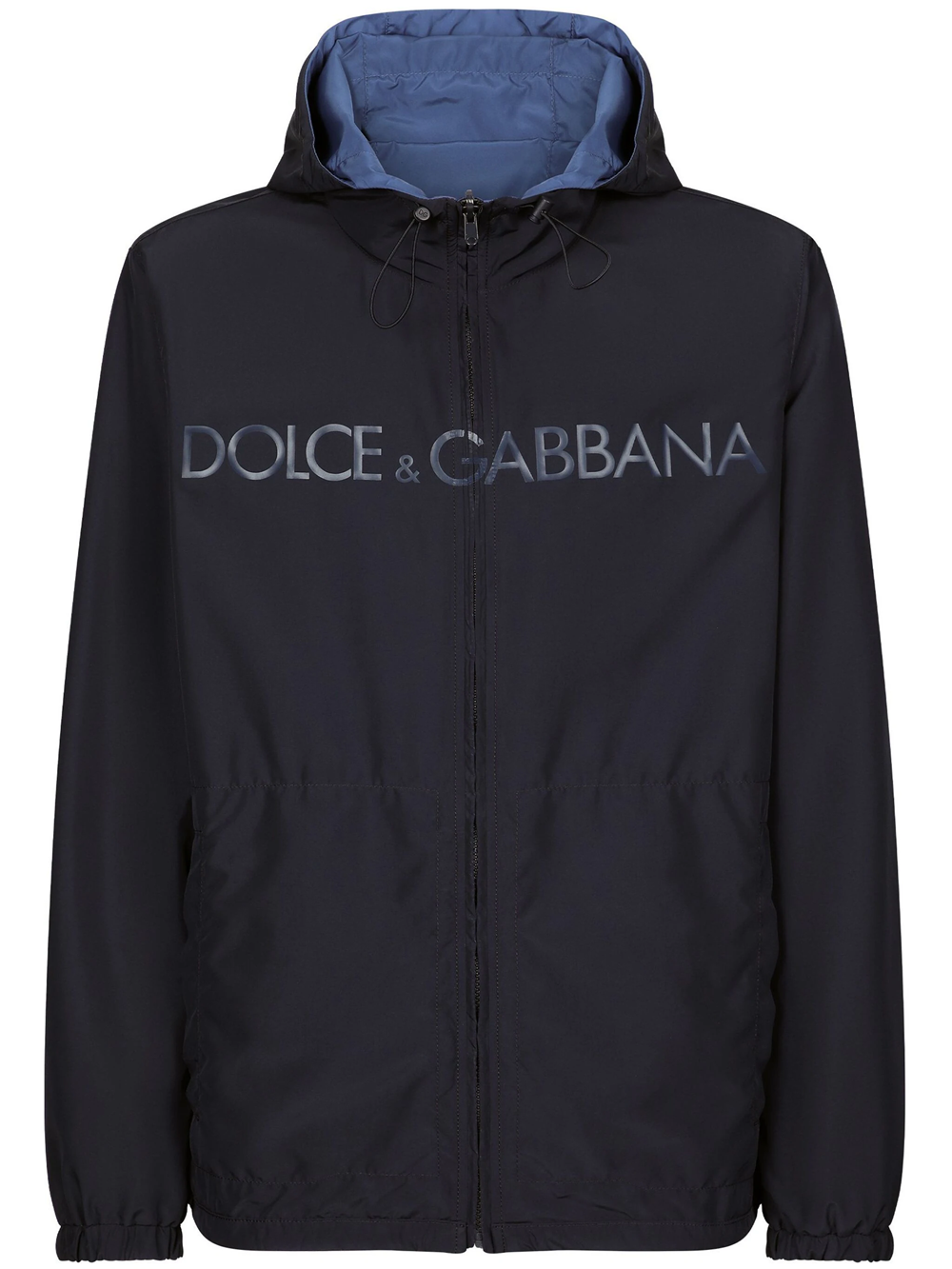 Dolce & Gabbana Reversible Parka With Print In Blue
