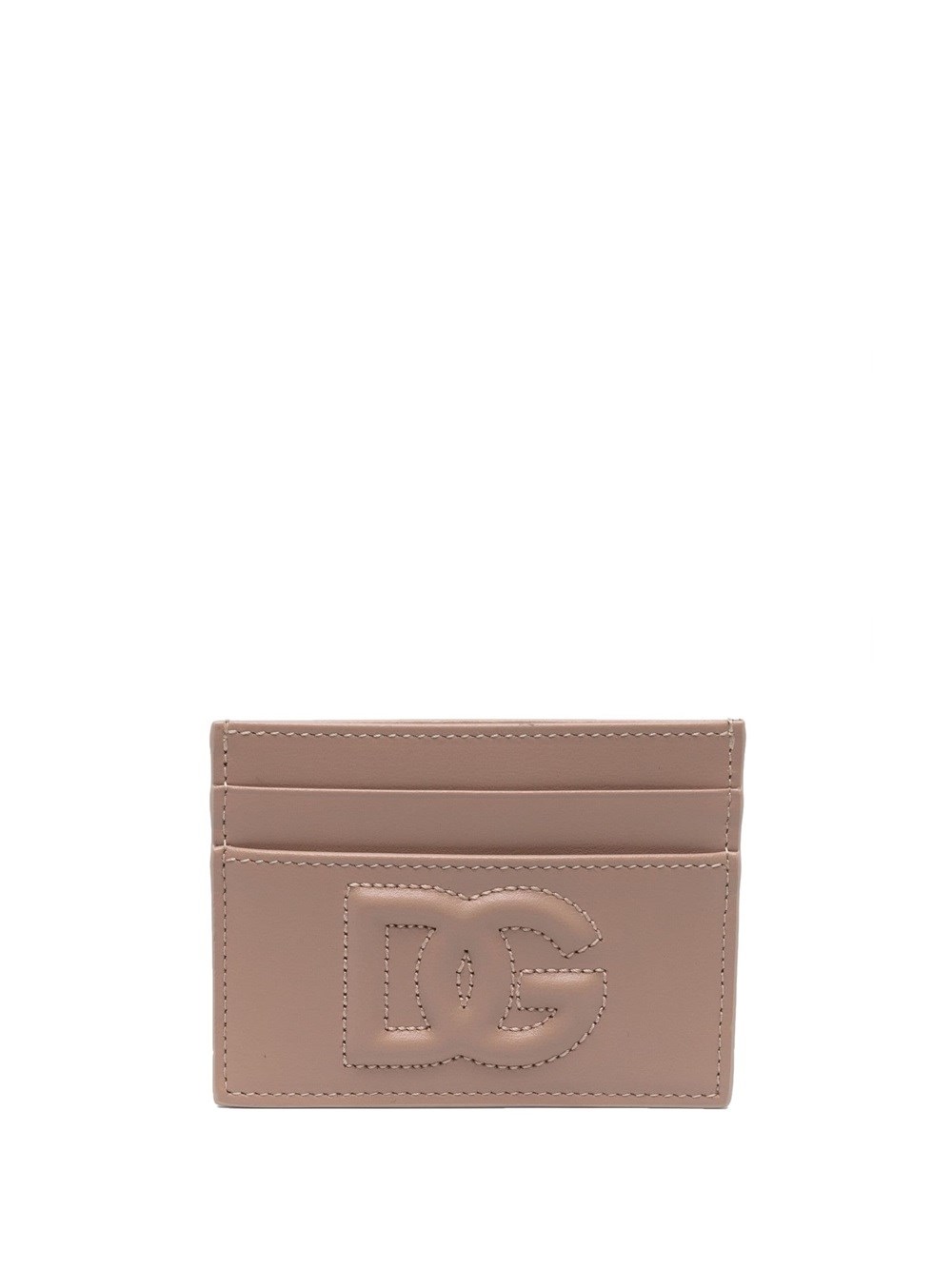 Dolce & Gabbana Card Holder With Embossed Dg Logo In Nude & Neutrals