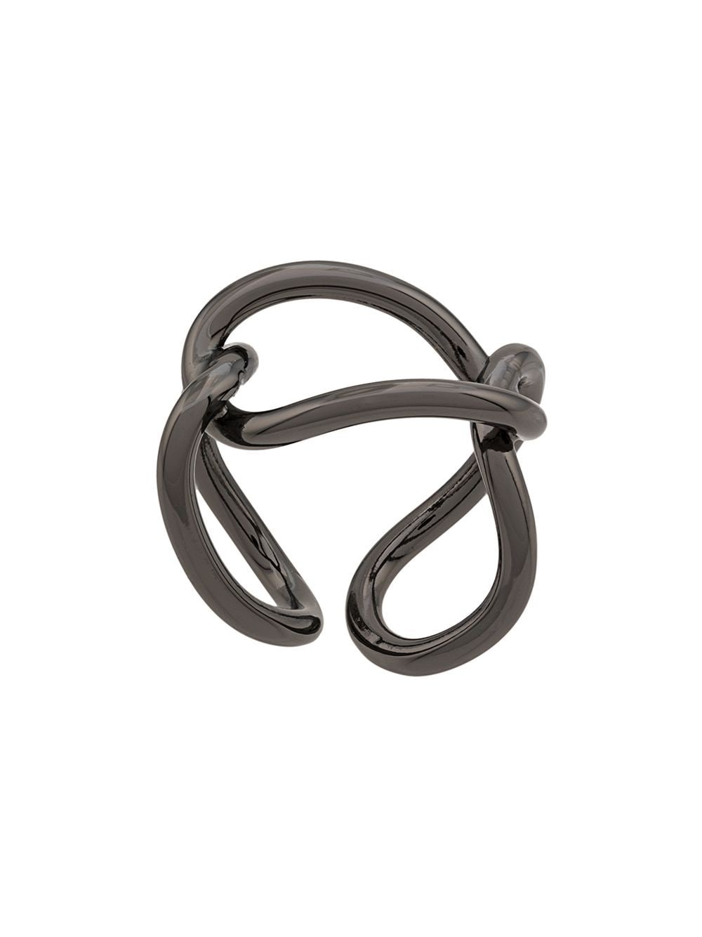 Shop Federica Tosi Ring With Chain Design In Black