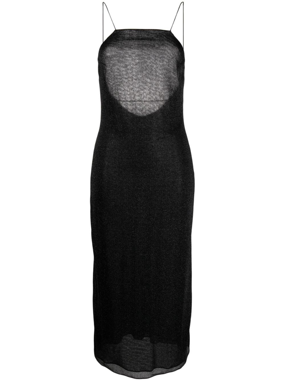 Shop Oseree Lumière Flared Maxi Dress In Lurex In Black