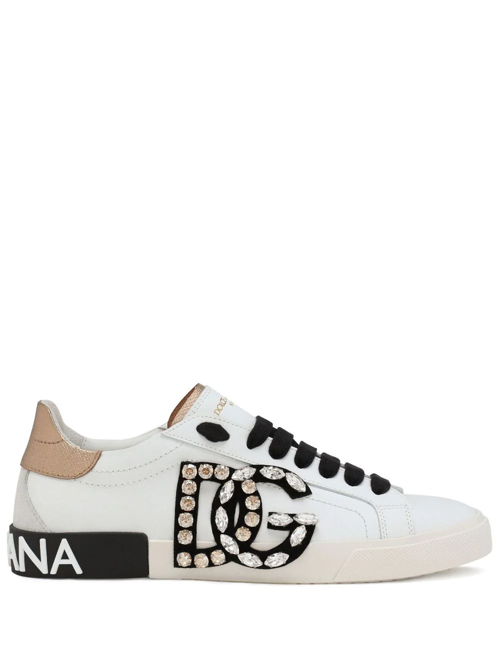 Dolce & Gabbana Portofino Sneakers With Rhinestones In White