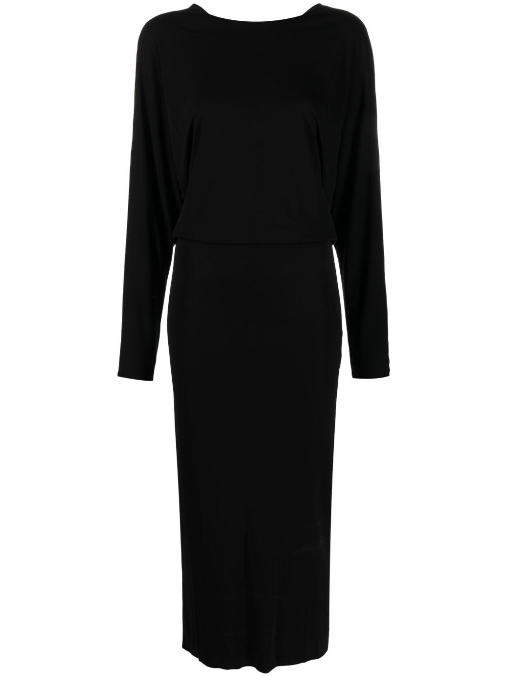 Shop Khaite Trina Long Dress With V-neck In Black