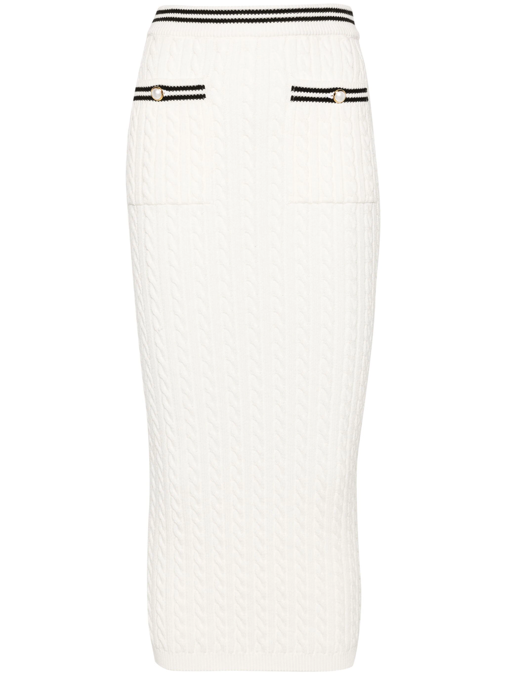 Shop Alessandra Rich Midi Skirt With Striped Edge In White