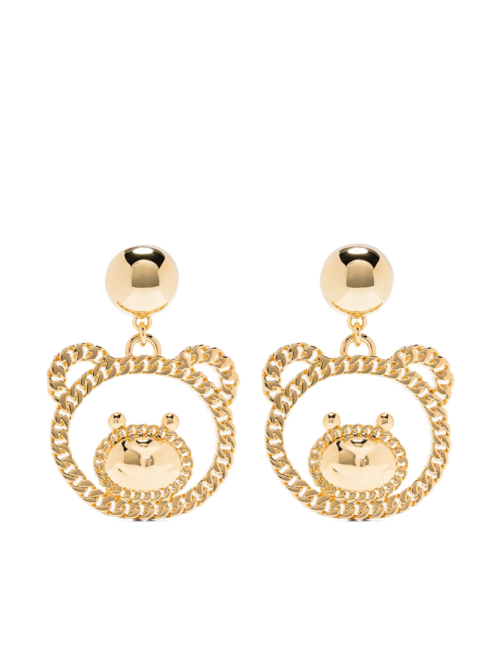 Moschino Teddy Bear Clip Earrings In Metallic