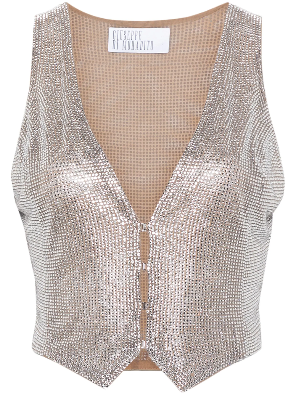GIUSEPPE DI MORABITO SHORT VEST EMBELLISHED WITH CRYSTALS