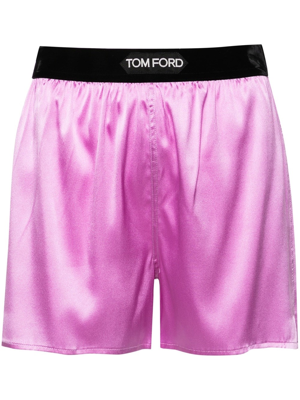 TOM FORD SATIN BOXERS WITH LOGO PATCH