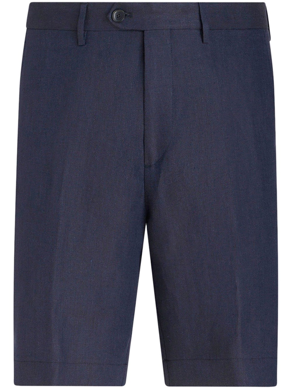 Etro Pressed-crease Linen Bermuda Shorts In Blue