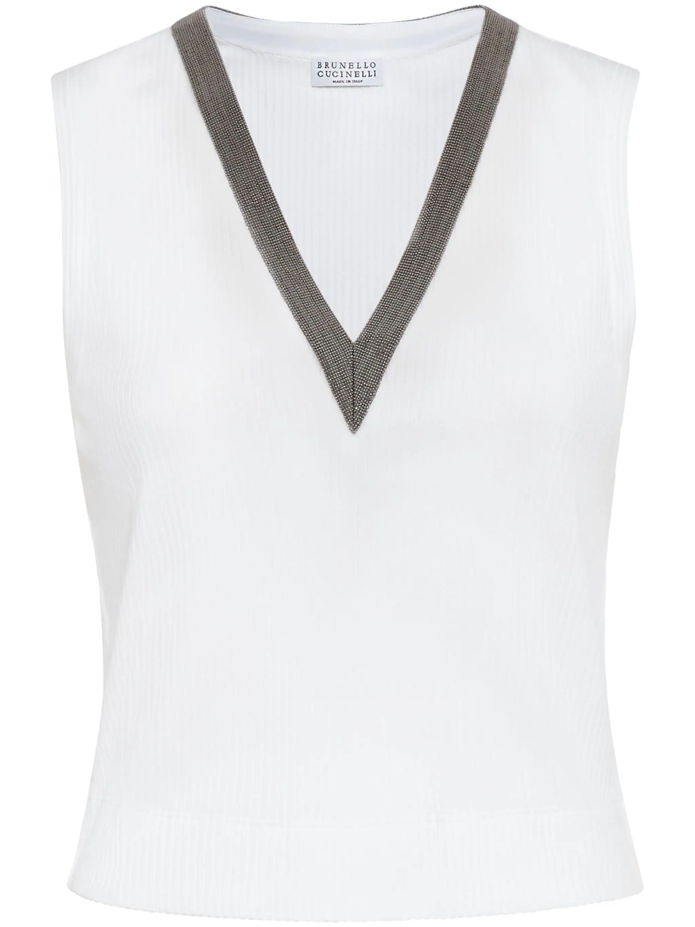 Shop Brunello Cucinelli Vest With Monili Chain In White