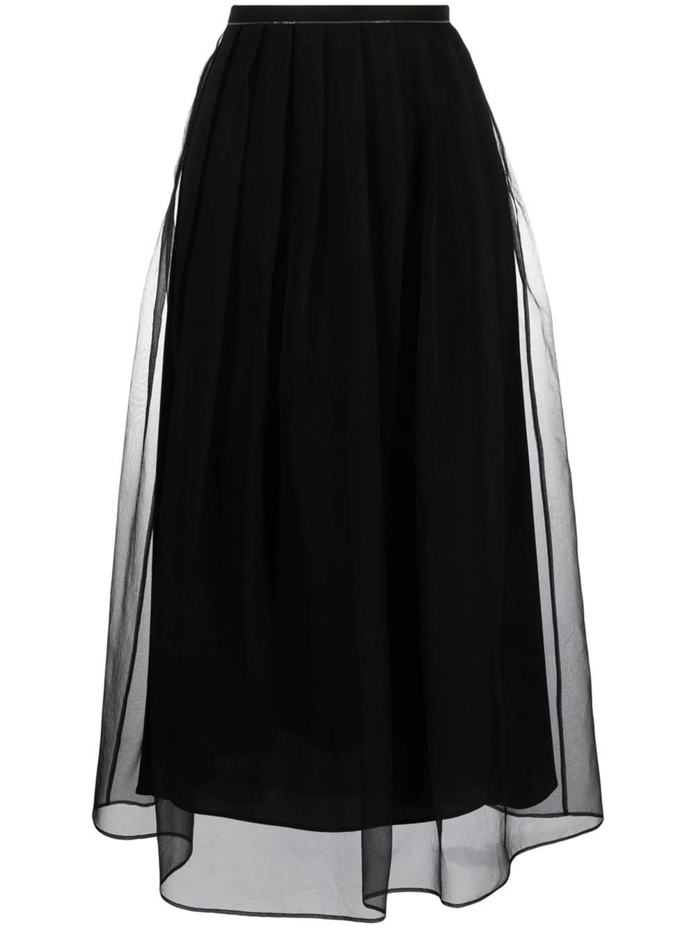 Shop Brunello Cucinelli Layered Midi Skirt In Black