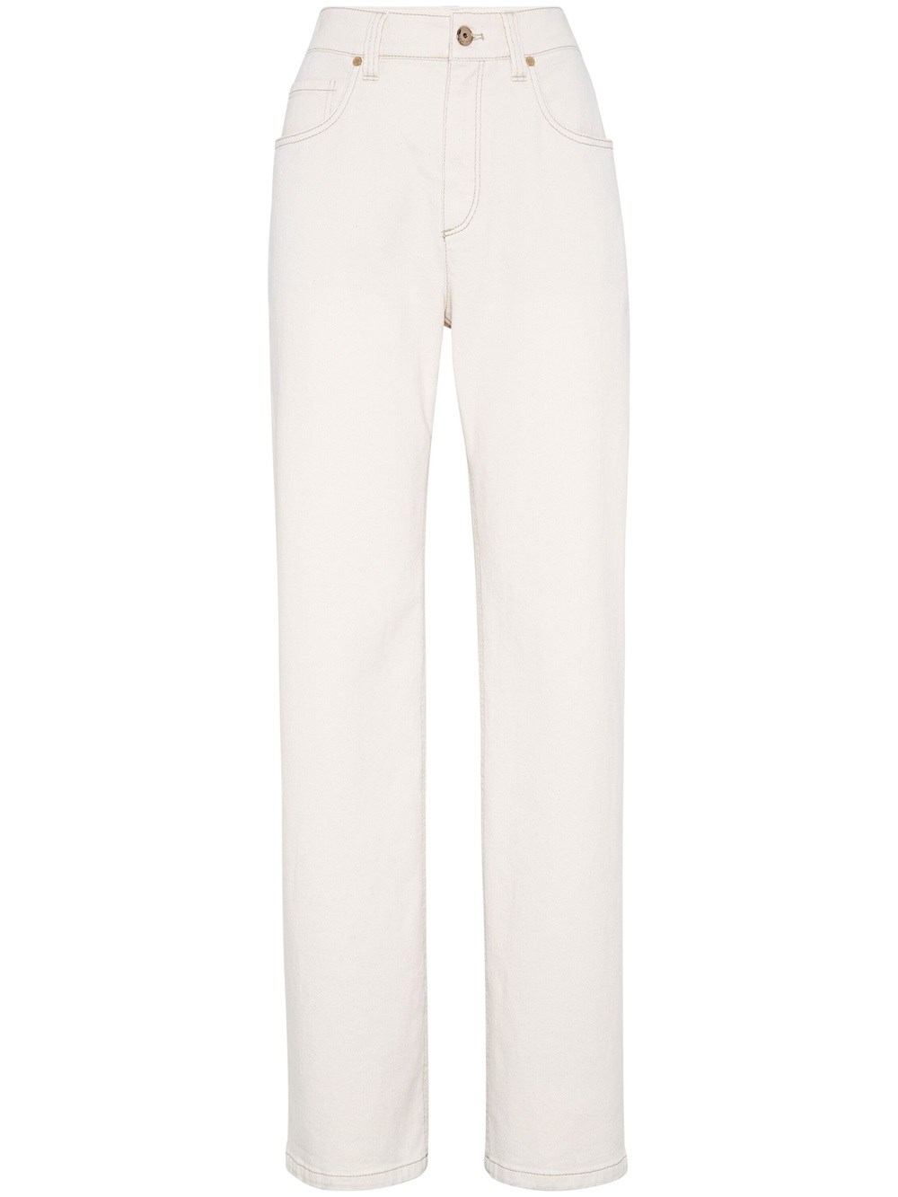 Shop Brunello Cucinelli Straight High-waisted Jeans In White