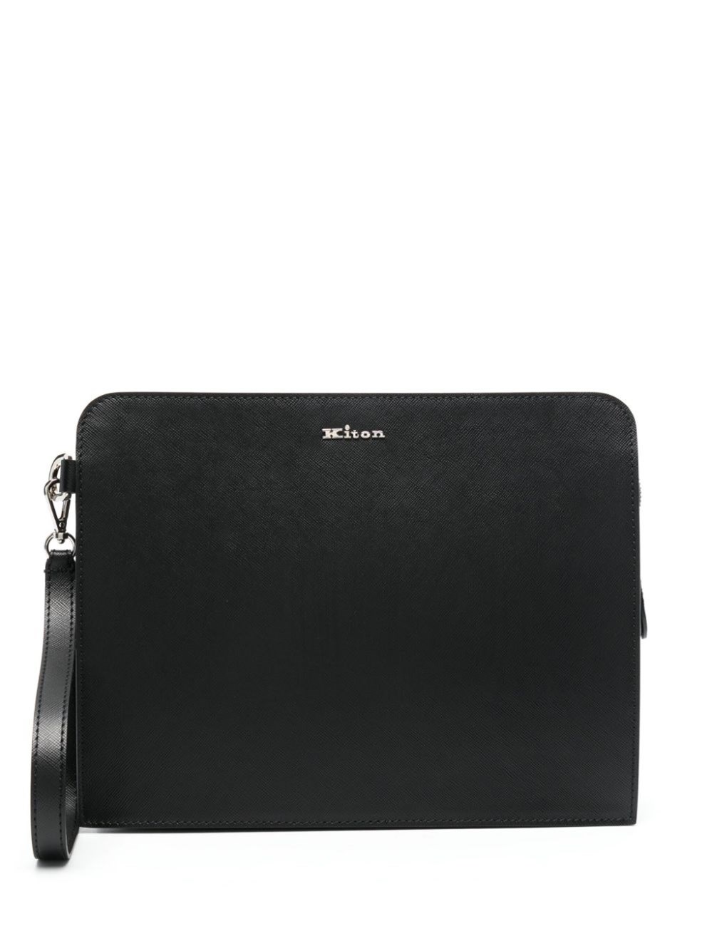 Shop Kiton Clutch With Logo In Black
