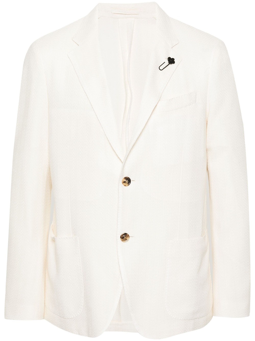 Shop Lardini Double-breasted Knitted Blazer In Nude & Neutrals