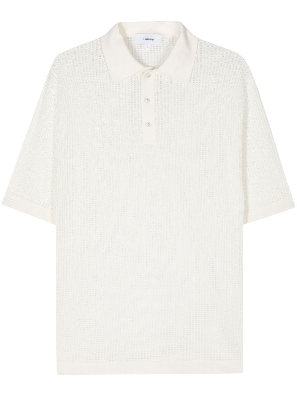 Shop Lardini Open-knit Polo Shirt In White