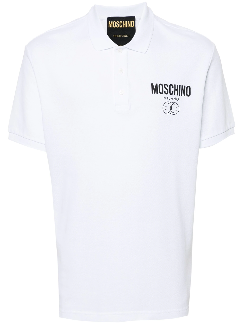 Shop Moschino Polo Con Stampa In White