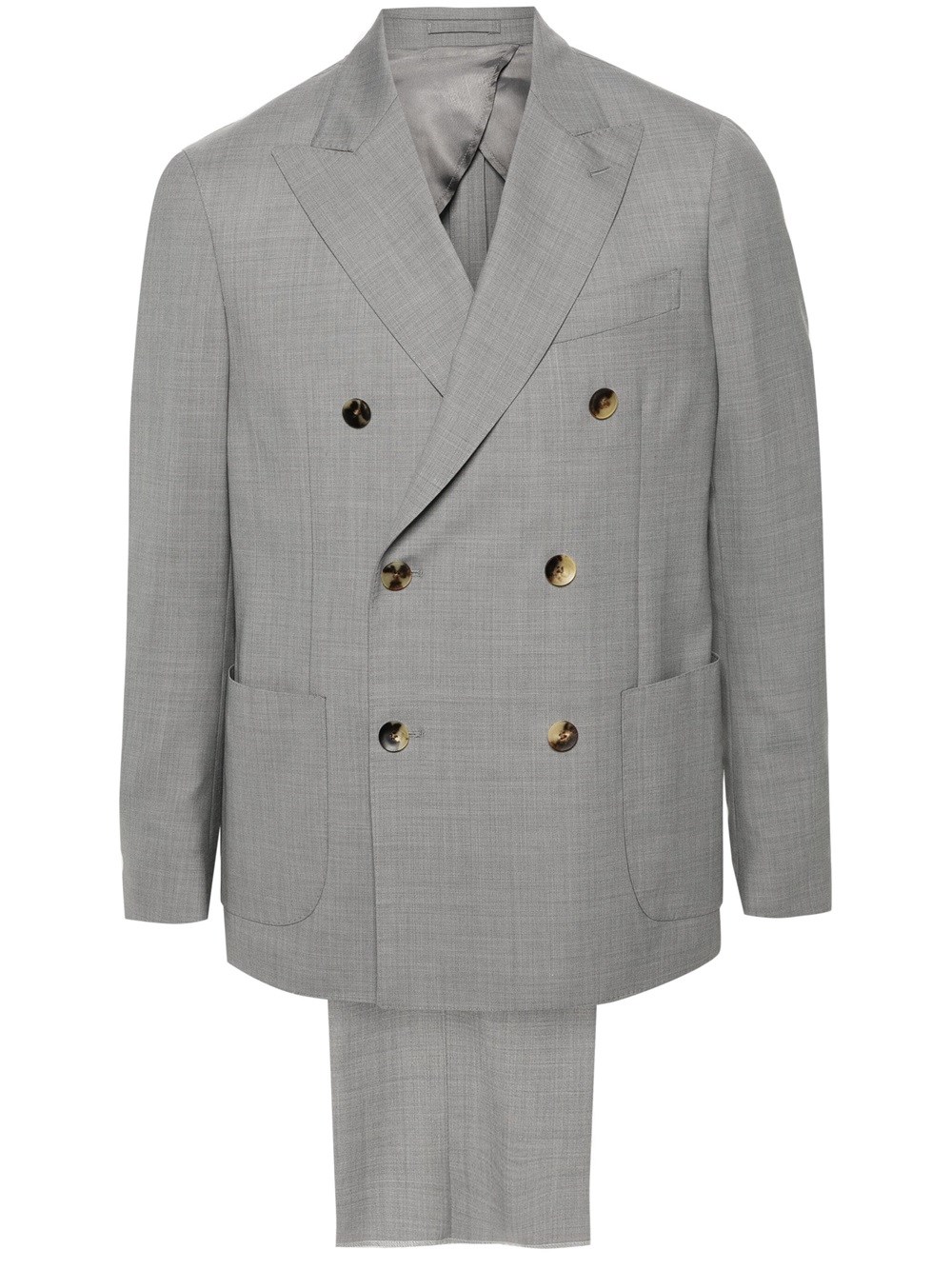 Shop Lardini Double-breasted Wool Suit In Grey