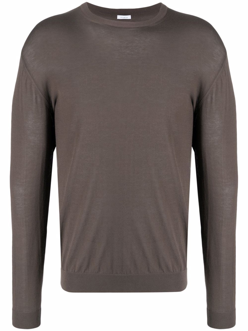Shop Malo Crew-neck Sweater In Brown