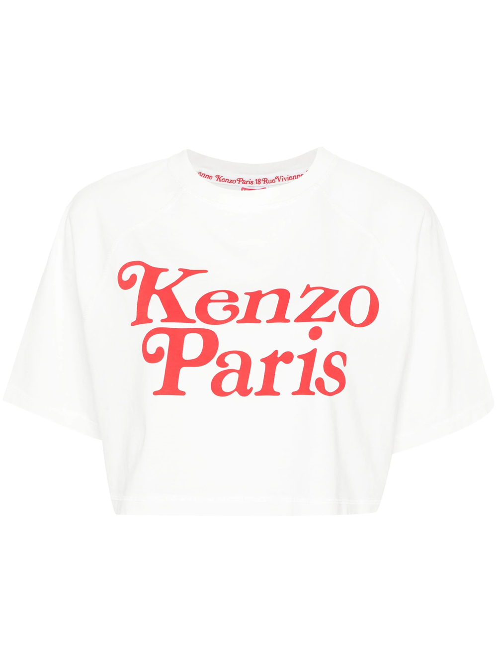 Shop Kenzo Cropped T-shirt With Print In White