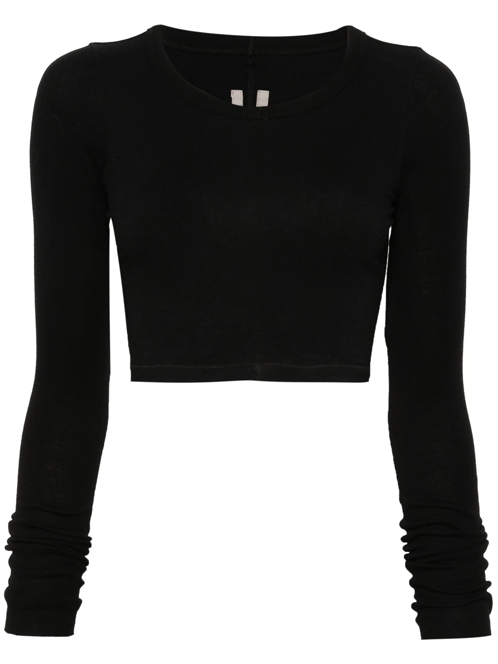 Rick Owens Cropped Cotton T-shirt In Black