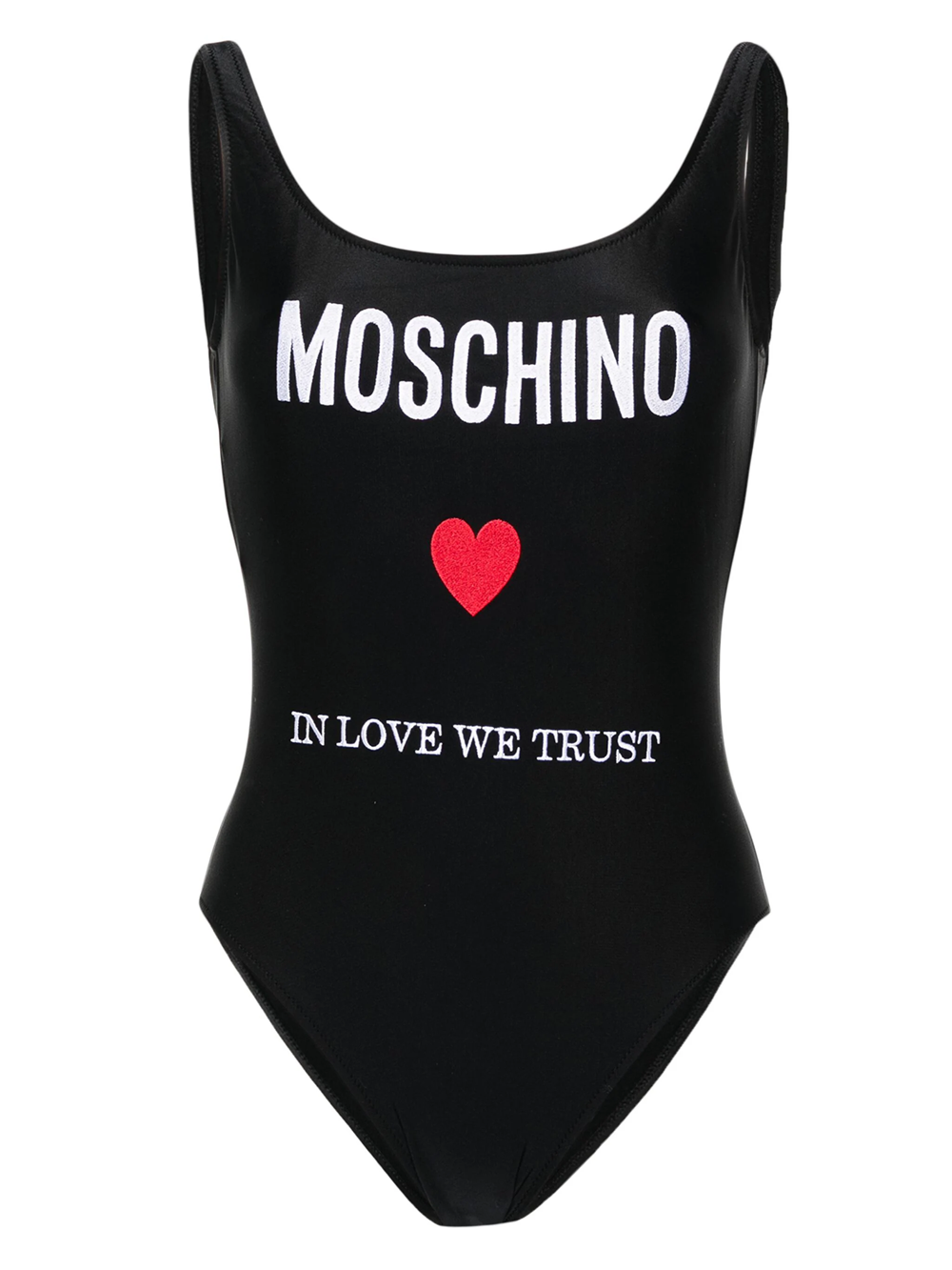 Shop Moschino One-piece Swimsuit With Embroidery In Black