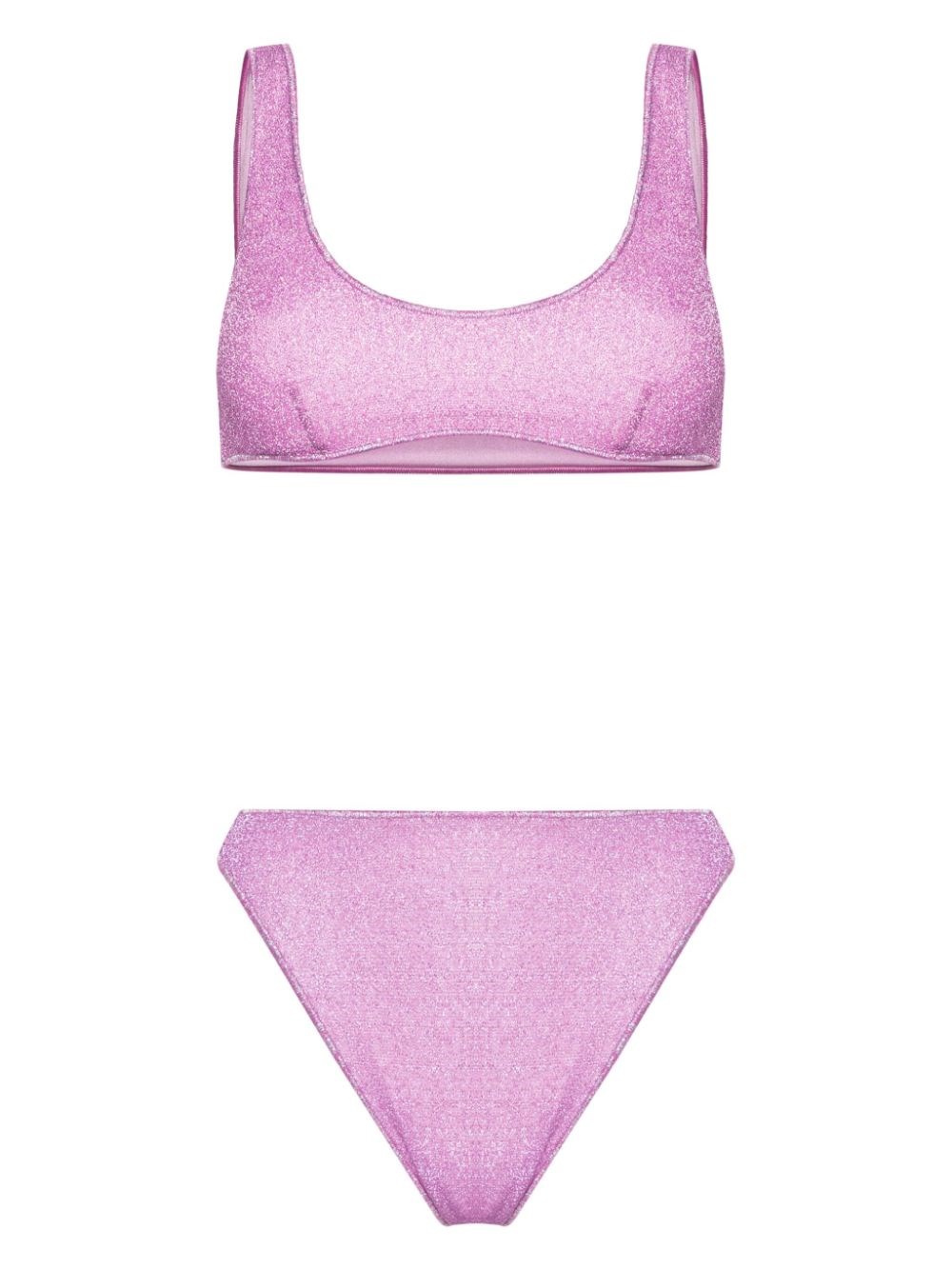 Shop Oseree Lumière Bikini In Lurex In Pink & Purple