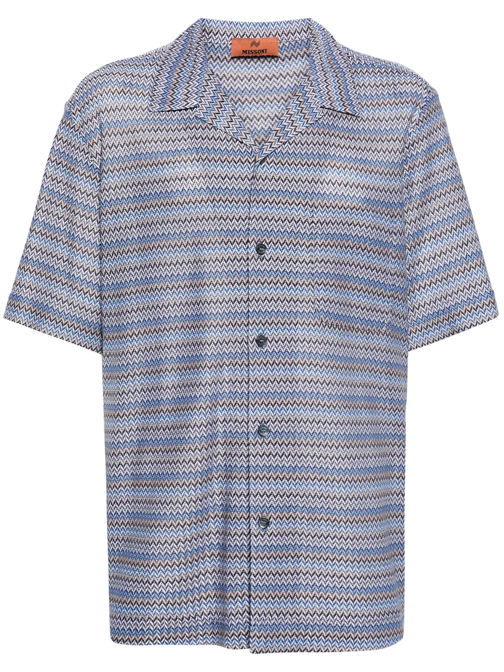 Shop Missoni Shirt With Chevron Pattern In Blue
