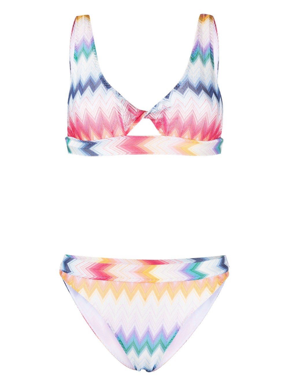 Shop Missoni Triangle Bikini With Zigzag Pattern In Multicolour