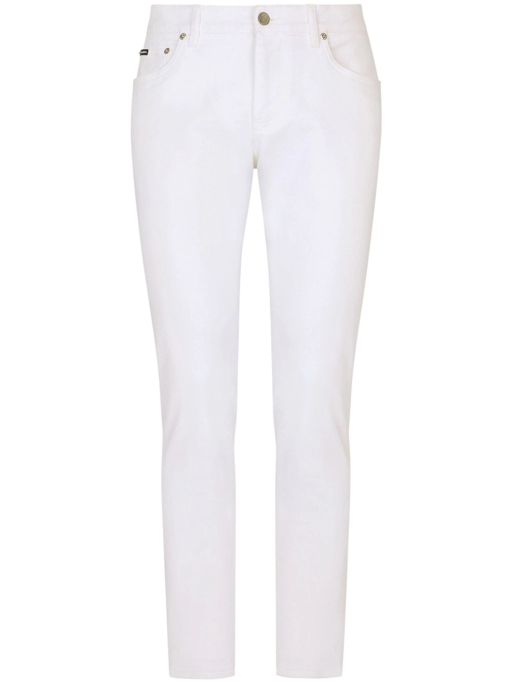 Shop Dolce & Gabbana Slim Jeans With Logo Plaque In White
