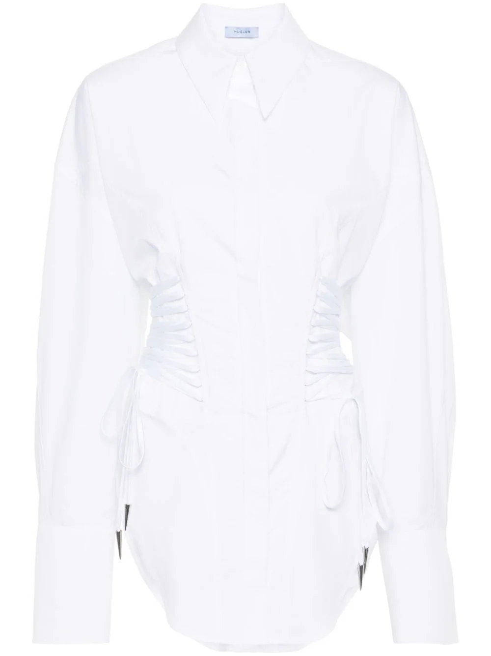 Shop Mugler Shirt With Lace Detail In White