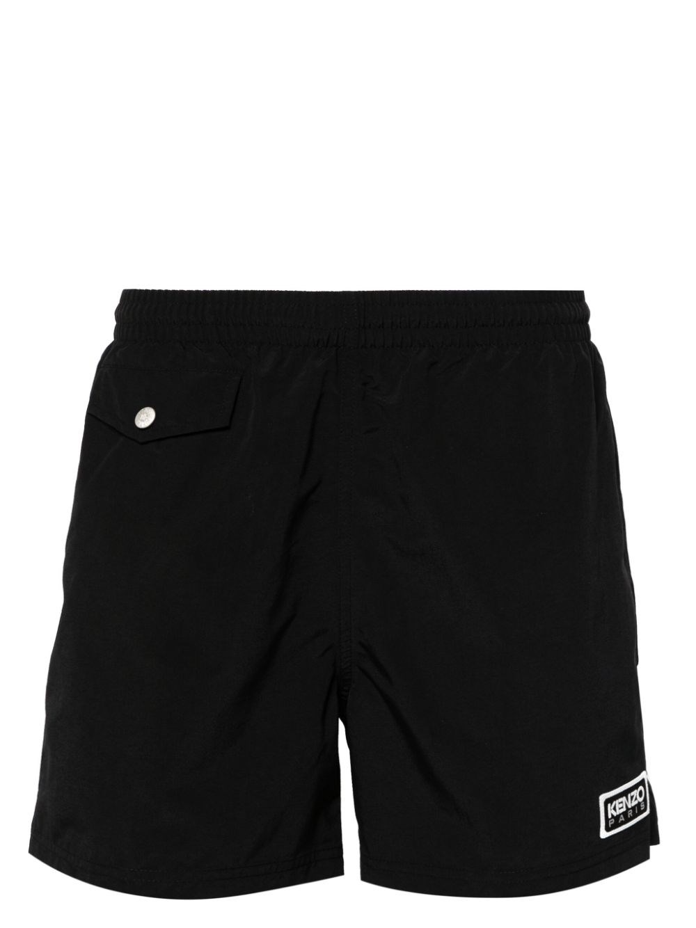 Shop Kenzo Swim Shorts With Logo Patch In Black