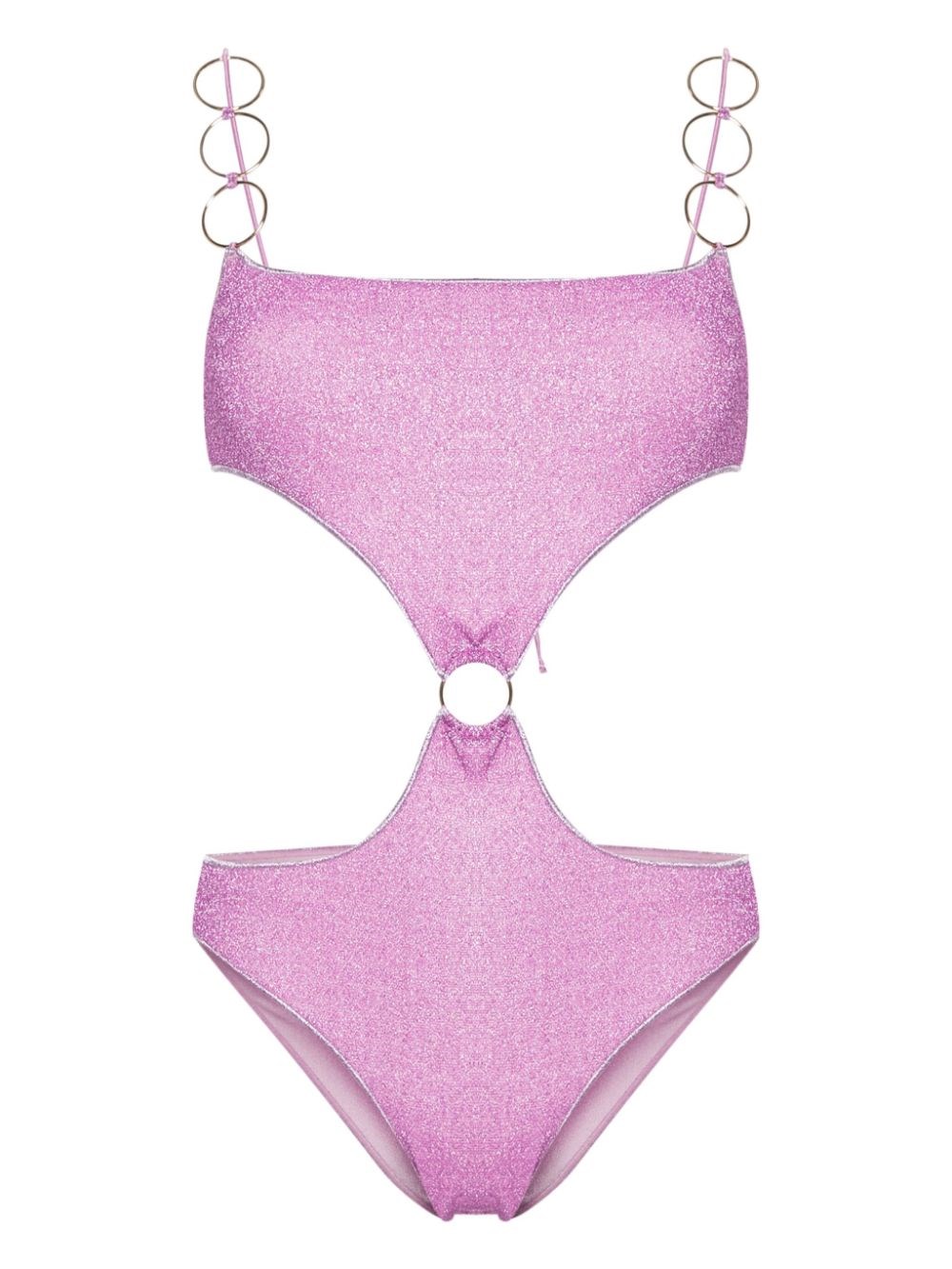 Shop Oseree One-piece Swimsuit With Lurex Cut-out In Pink & Purple