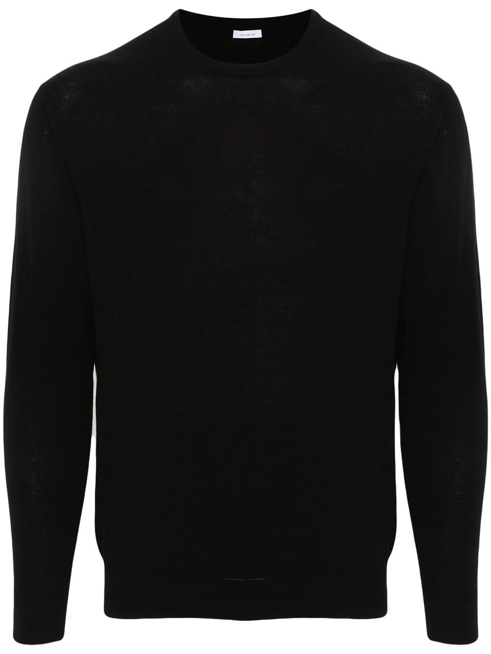 Shop Malo Fine Ribbed Cotton Sweater In Black