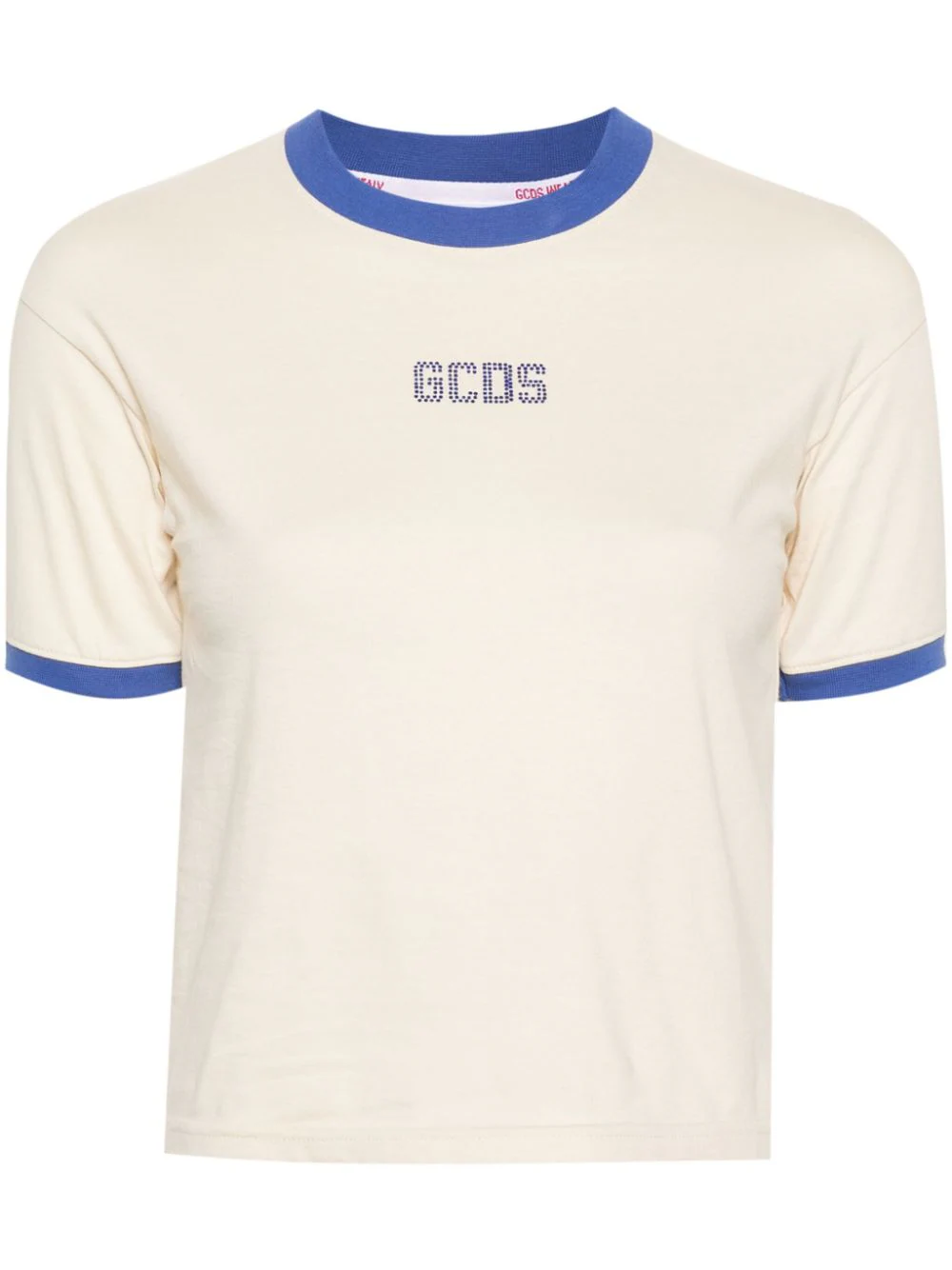Shop Gcds T-shirt With Rhinestones In Blue