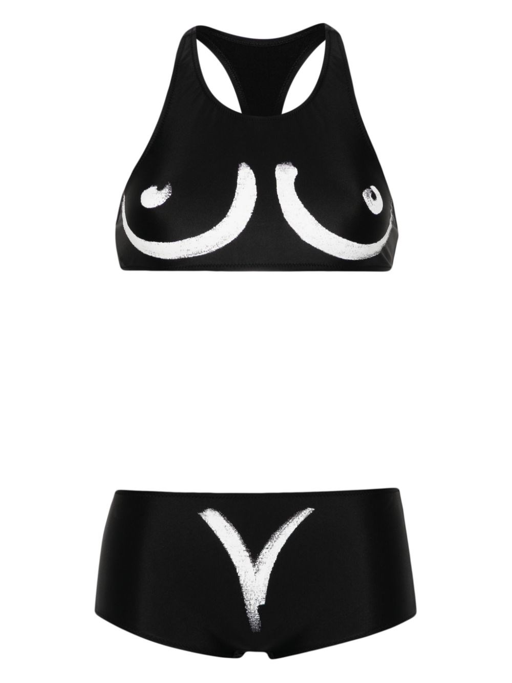 Shop Moschino Bikini With Graphic Print On The Back In Black