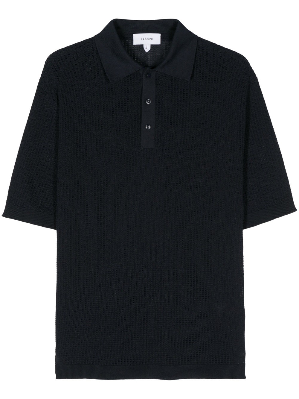 Shop Lardini Open-knit Polo Shirt In Blue