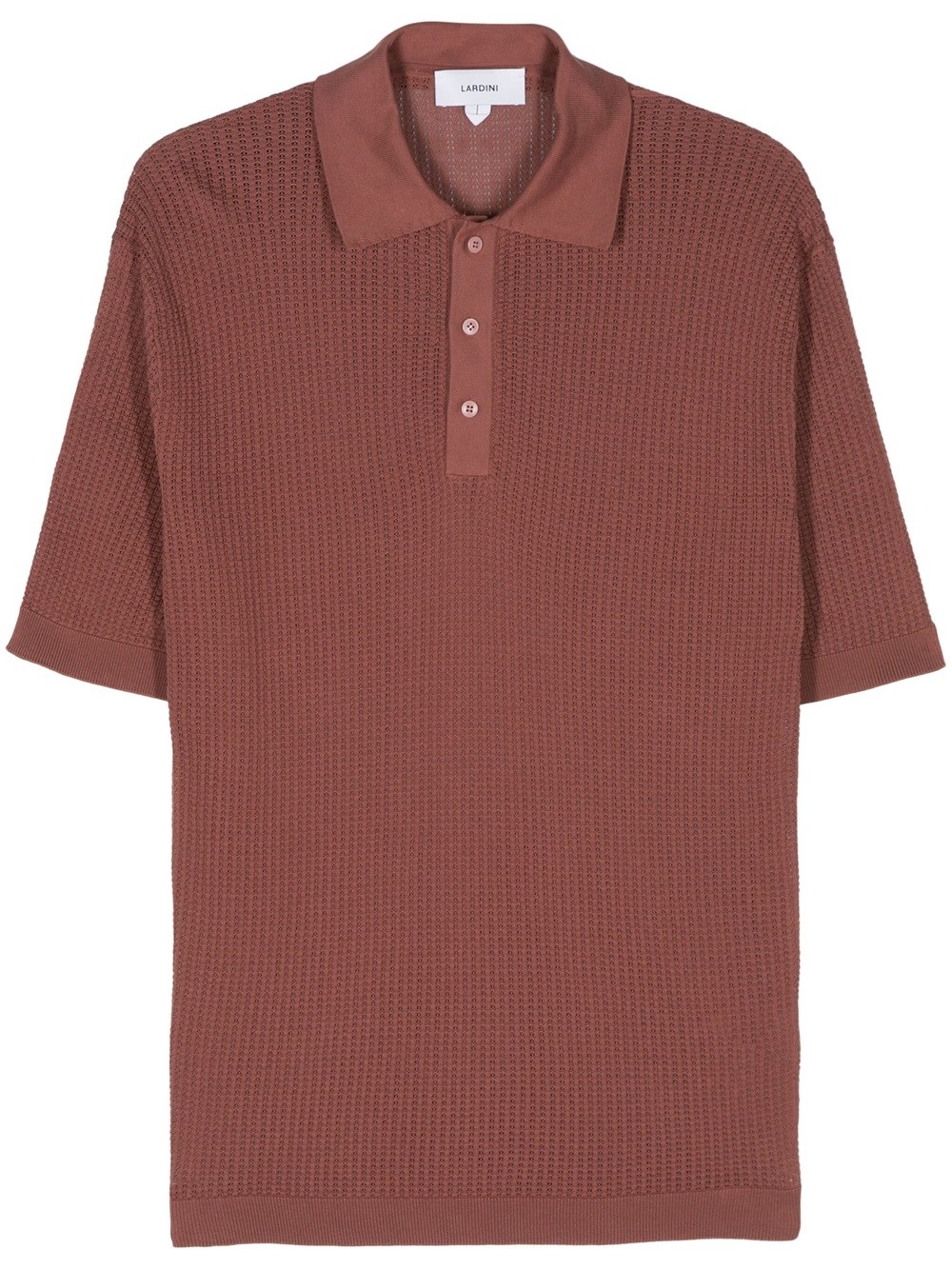 Shop Lardini Open-knit Polo Shirt In Brown