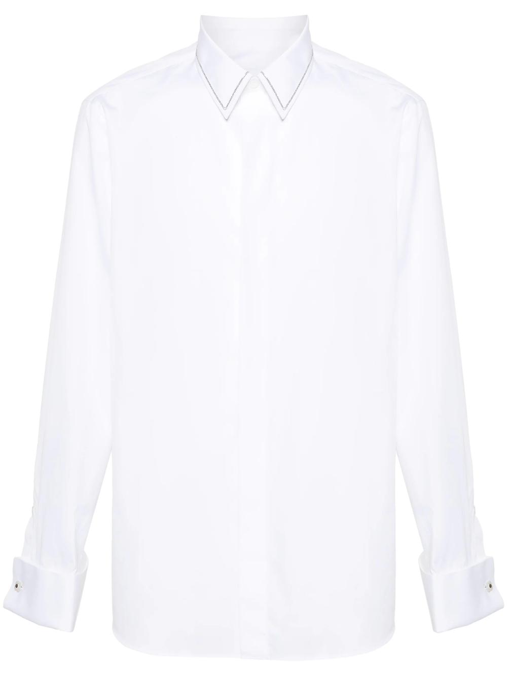 Shop Lardini Cotton Shirt With Beaded Details In White