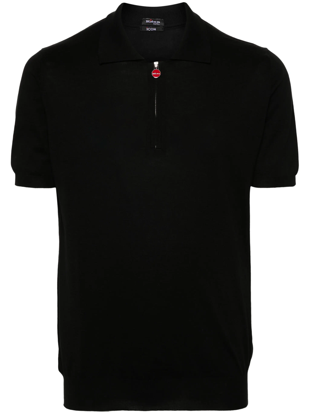 Shop Kiton Ribbed Cotton Polo Shirt In Black