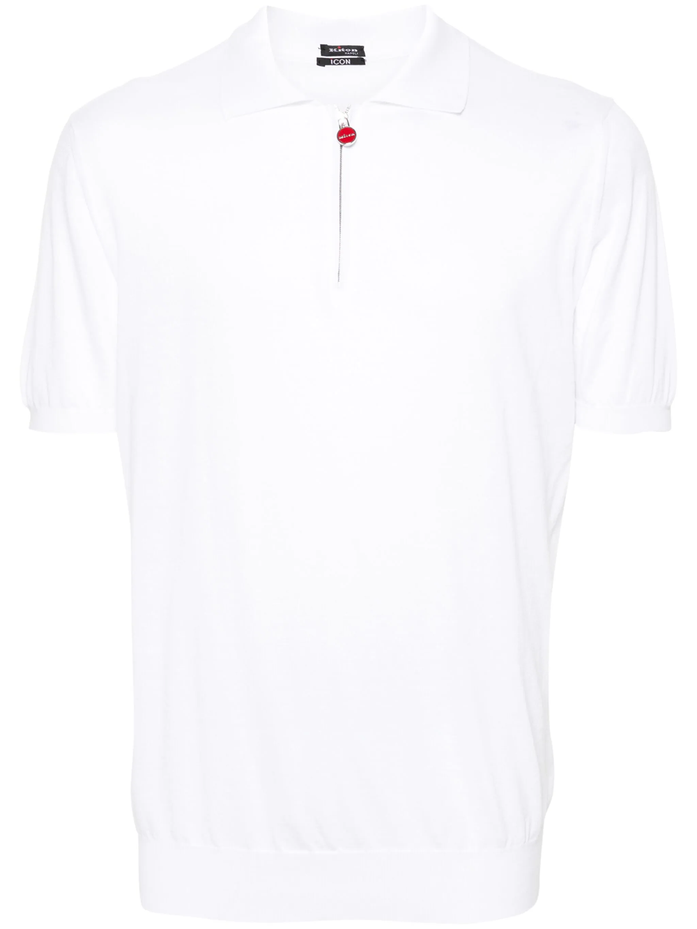 Shop Kiton Fine Knit Polo Shirt In White