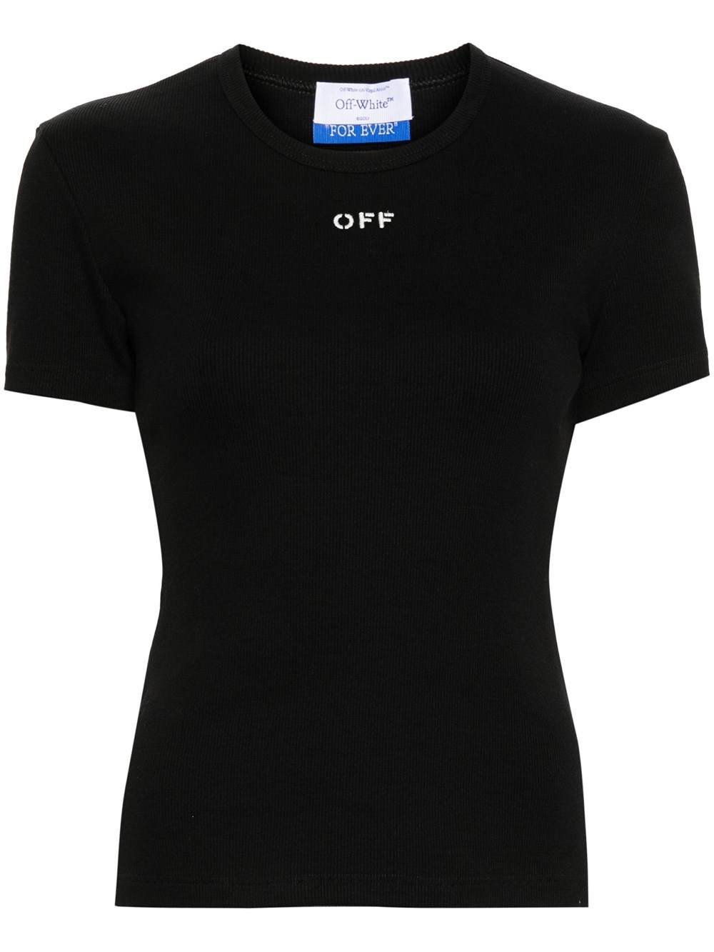 Shop Off-white Ribbed Top Off Print In Black
