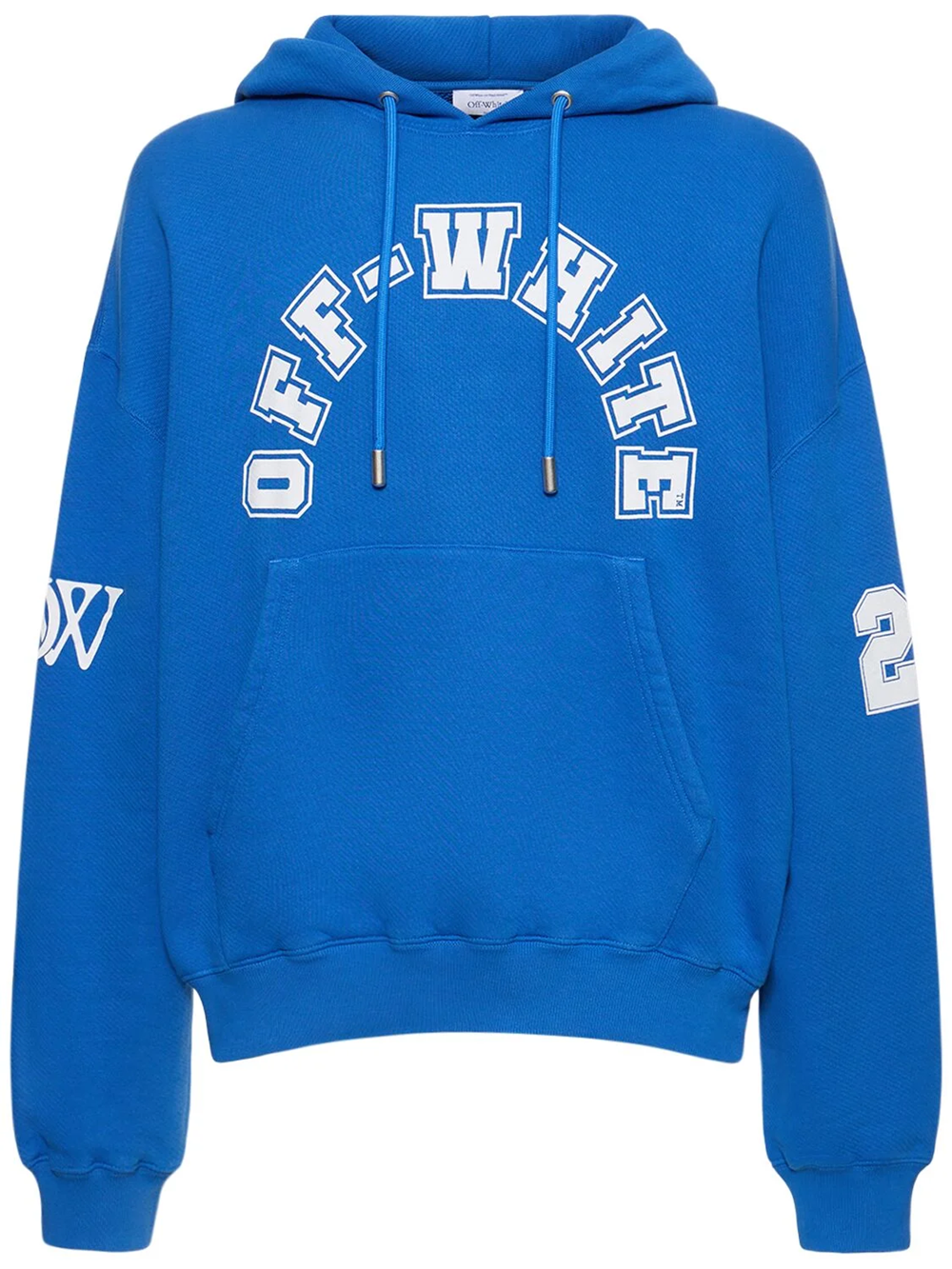 Shop Off-white Cotton Sweatshirt With Hood In Blue