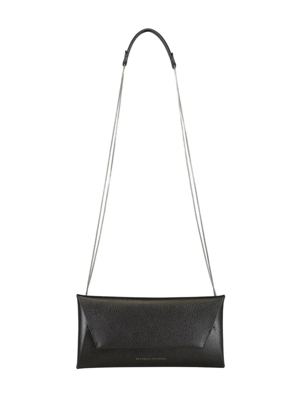 Brunello Cucinelli Envelope Leather Clutch Bag In Black