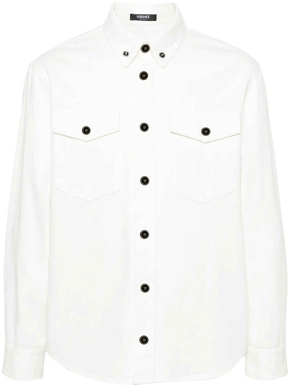 Shop Versace Medusa Button Shirt In White