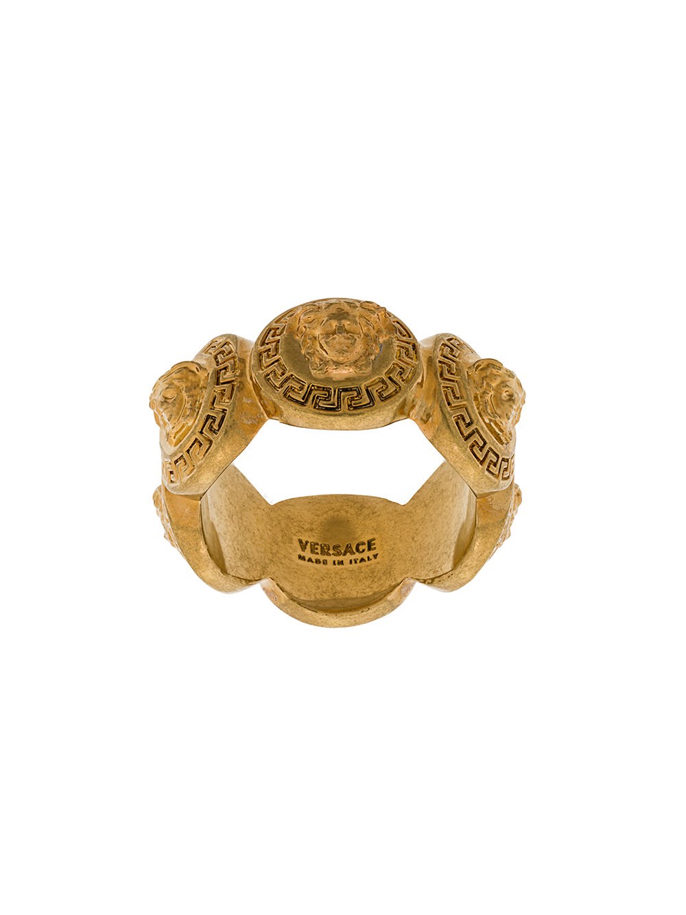 Shop Versace `medusa` Ring In Metallic